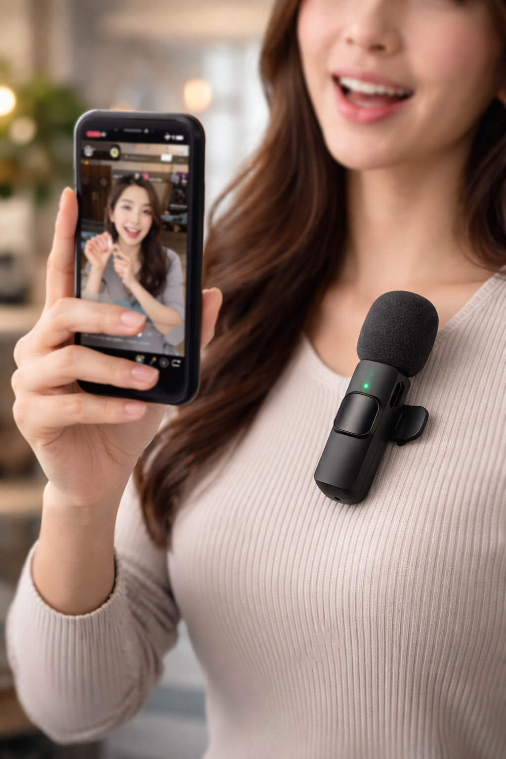Elevate Your Vlogging with the Professional Wireless Lavalier Microphone – Perfect for Audio and Video Recording with Windproof Fleece Cover