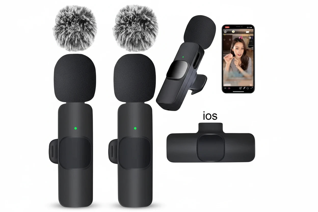 Elevate Your Vlogging with the Professional Wireless Lavalier Microphone – Perfect for Audio and Video Recording with Windproof Fleece Cover