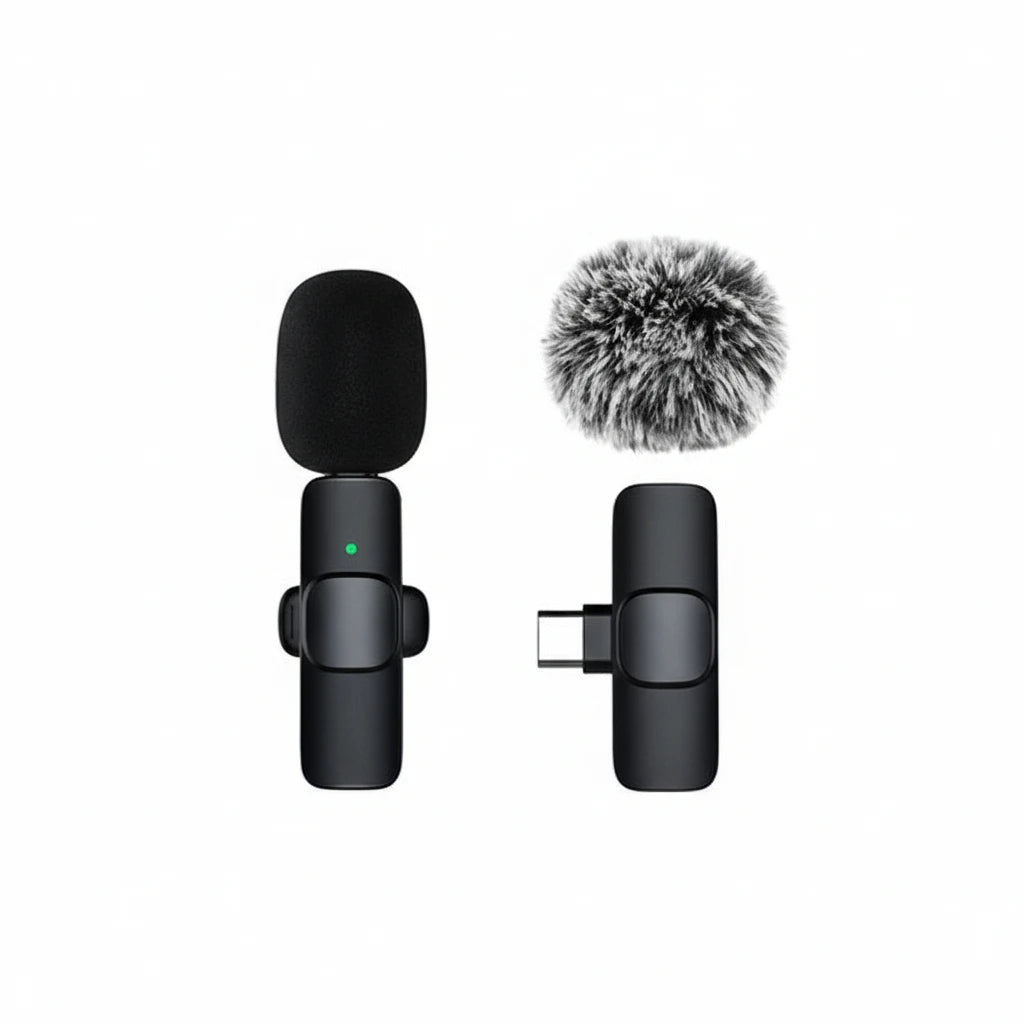 Elevate Your Vlogging with the Professional Wireless Lavalier Microphone – Perfect for Audio and Video Recording with Windproof Fleece Cover