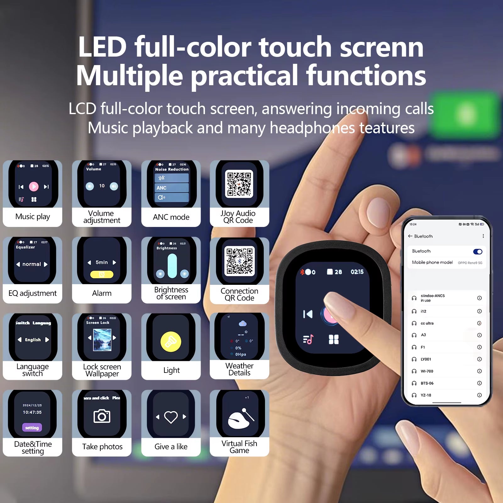 Experience Unmatched Sound with Siindoo Jh-Anc930Plus Hybrid Wireless Active Noise Cancelling Headphones Featuring Touch Control and LED Display